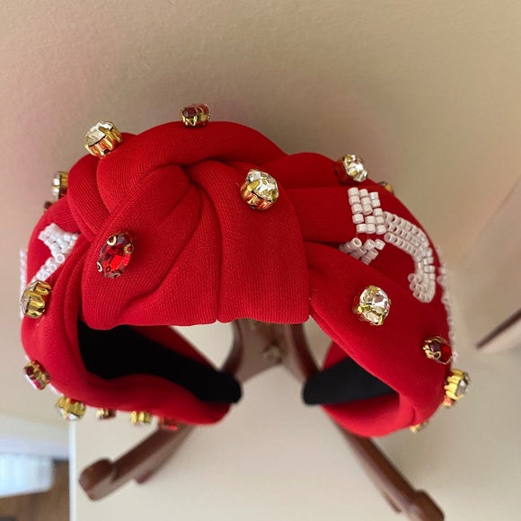 NEW "JOY" Holiday Embellished Jewel Headband With Top Knot - Picture 6 of 7